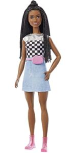 Barbie: Big City, Big Dreams Barbie “Brooklyn” Roberts Doll (11.5-in, Brunette Braided Hair) Wearing Shimmery Top, Skirt & Accessories, Gift for 3 to 7 Year Olds