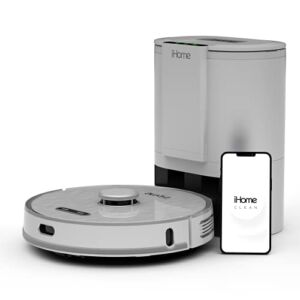 iHome AutoVac Halo,Robot Vacuum and Mop Combo, Robotic Vacuum Cleaner, Automatic Self Emptying Dirt Disposal Base, Wi-Fi Connected Smart Mapping, Lidar Visual Navigation Technology, App Control
