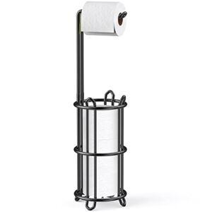 Minggoo Freestanding Bathroom Toilet Paper Holder Stand and Dispenser -Bathromm Storage Organization-Holds 4 Rolls -Metal Wire Black