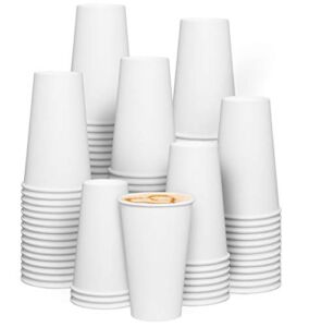 [200 Pack] 16 oz. Disposable White Paper Hot Coffee Cups