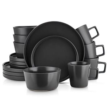 Stone Lain Coupe Dinnerware Set, Service For 4, Black Matte, Matte Black | The Storepaperoomates Retail Market - Fast Affordable Shopping
