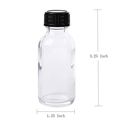 Bekith 30 Pack Boston Round Glass Bottle with Black Cap, 1 oz Capacity, Clear | The Storepaperoomates Retail Market - Fast Affordable Shopping
