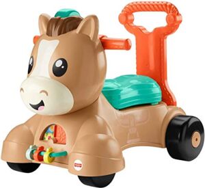 Fisher-Price Walk Bounce & Ride Pony, Infant to Toddler Musical Walker and Ride-on Toy