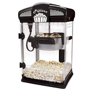 West Bend 82515B Theater Style Hot Oil Popcorn Popper Machine with Nonstick Kettle Includes Measuring Cup Oil and Serving Scoop, 4-Ounce, Black