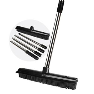 Pet Hair Rubber Broom Floor Brush for Carpet Dog Hair Remover with Built in Squeegee Silicone Broom Suitable for All Surface