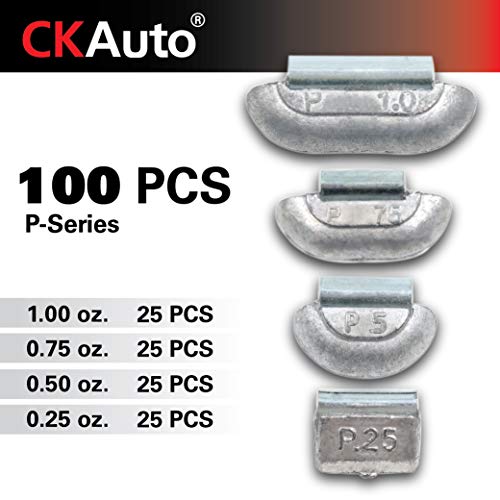 CKAuto 100Pcs P Type Lead Clip on Wheel Weights Assortment, 0.25oz, 0.5oz, 0.75oz, 1.0oz, 25Pcs for Each Style, Uncoated | The Storepaperoomates Retail Market - Fast Affordable Shopping