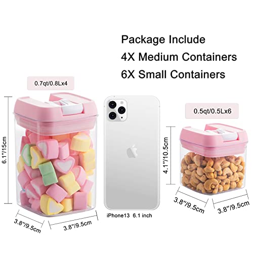 Rubtlamp Airtight Food Storage Container with Easy Lock Lids, 10Pcs Kitchen & Pantry Organization for Cereal, Dry Food, Flour and Sugar, Pasta Containers for Pantry, Includes 10 Labels & 1 Pen(Pink) | The Storepaperoomates Retail Market - Fast Affordable Shopping
