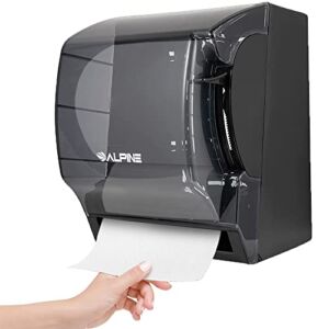 Alpine Paper Towel Dispenser Wall Mount – Commercial Roll Paper Hand Towel Holder for Long Term Use and Elegant Bathroom and Kitchen Space – Transparent Black