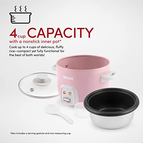 Aroma Housewares 4-Cups (Cooked) / 1Qt. Rice & Grain Cooker (ARC-302NGP), Pink | The Storepaperoomates Retail Market - Fast Affordable Shopping