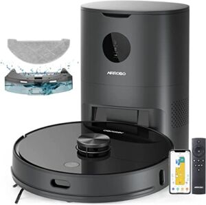 AIRROBO T10+ Robot Vacuum and Mop with Self-Empty Base, Lidar Navigation, 5200mAh Battery, WI-FI Connected, Smart Mapping, Select Room, NO-go Zone, Compatible with Alexa and Google Assistant.