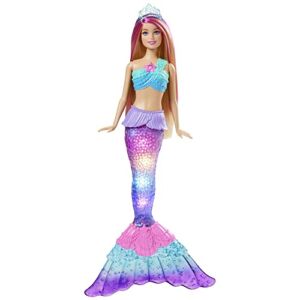 Mermaid Barbie Doll with Water-Activated Twinkle Light-Up Tail, Barbie Dreamtopia Mermaid Toys, Pink-Streaked Hair​​​​
