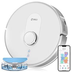 360 S8 Robot Vacuum and Mop Cleaner, Customized Smart Mapping, LiDAR Navigation, 2700Pa Strong Suction, Self-Charging Work with Alexa/WiFi/APP, Ideal for Carpet and Pet Hair