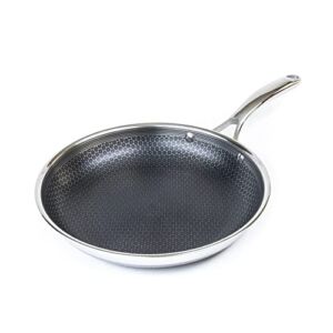 HexClad 10 Inch Hybrid Stainless Steel Frying Pan with Stay-Cool Handle – PFOA Free, Dishwasher and Oven Safe, Non Stick, Works with Induction Cooktop, Gas, Ceramic, and Electric Stove
