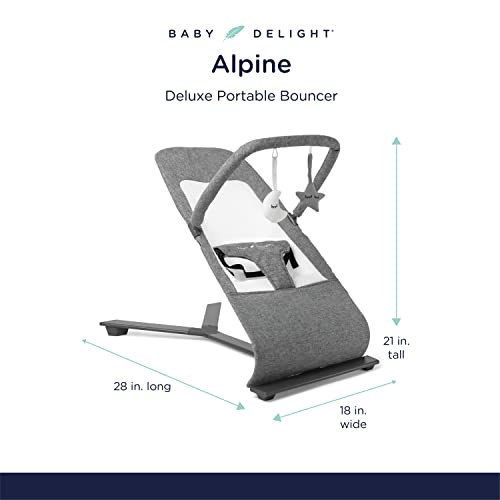 Baby Delight Alpine Deluxe Portable Bouncer, Infant, 0 – 6 months, Charcoal Tweed | The Storepaperoomates Retail Market - Fast Affordable Shopping