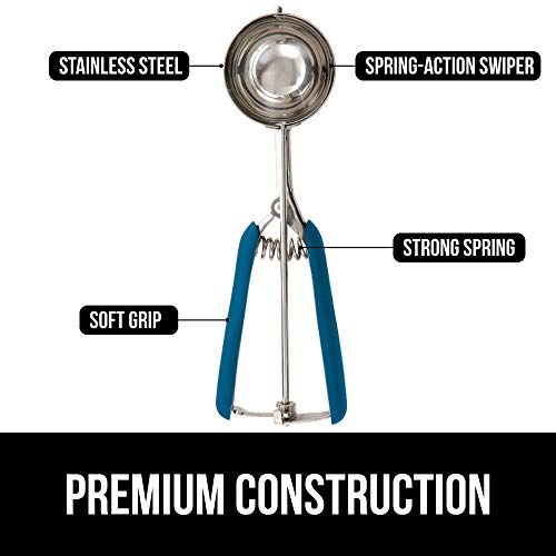 Gorilla Grip Premium Stainless Steel, Spring-Loaded Scoop for Fruit, Cookie and Ice Cream, Easy Squeeze and Clean Release, Comfortable Handle, Medium, 2 TBSP Scooper Size 30, Uniform Portions, Blue | The Storepaperoomates Retail Market - Fast Affordable Shopping