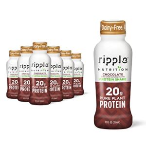 Ripple Vegan Protein Shake | Chocolate | 20g Nutritious Plant Based Pea Protein | Shelf Stable | No GMOs, Soy, Nut, Gluten, Lactose | 12 Oz, 12 Pack
