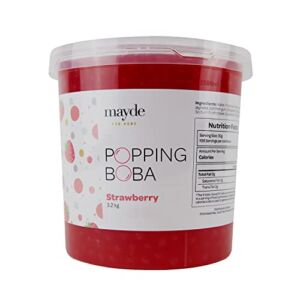 Mayde Popping Boba Pearls for Drinks, Desserts, & Breakfast Bowls (Strawberry Flavor, 7 Pounds)
