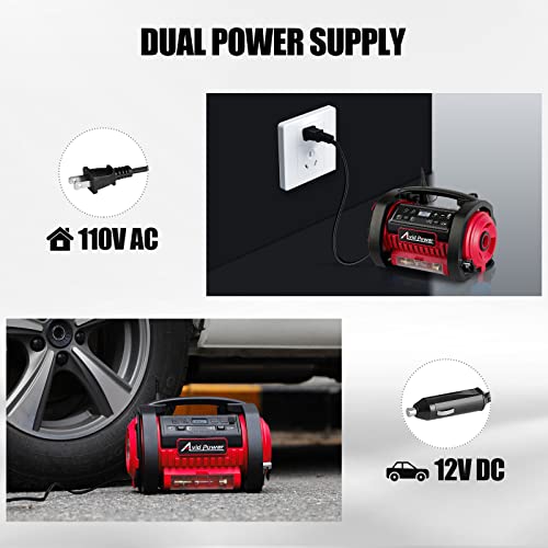 AVID POWER Tire Inflator Portable Air Compressor, 12V DC / 110V AC Car Tire Pump, Air Mattress Pump with Inflation and Deflation Modes, Dual Powerful Motors, Digital Pressure Gauge | The Storepaperoomates Retail Market - Fast Affordable Shopping
