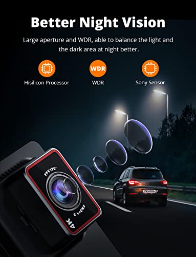 Kingslim D4 4K Dual Dash Cam with Built-in WiFi GPS, Front 4K/2.5K Rear 1080P Dual Dash Camera for Cars , 3″ IPS Touchscreen 170° FOV Dashboard Camera with Sony Starvis Sensor, Support 256GB Max | The Storepaperoomates Retail Market - Fast Affordable Shopping