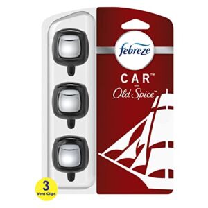 Febreze Car Air Fresheners, Old Spice Scent, Odor Eliminator for Strong Odor, Car Vent Clips (3 Count)