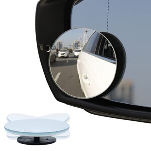 LivTee Blind Spot Mirror, 2″ Round HD Glass Frameless Convex Rear View Mirrors Exterior Accessories with Wide Angle Adjustable Stick for Car SUV and Trucks, Pack of 2