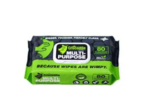 Crocodile Cloth Multi-Purpose Household Cleaning Wipes – The Stronger Easier Way To Clean Grease, Dirt, Dust, Grime, & Glue From Hands, Tables, and More – 80 Oversized, Heavy-Duty Biodegradable Wipes
