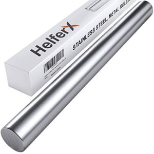 HelferX 15 inch Long Stainless Steel Rolling Pin for Baking – Perfect for Fondant, Dumpling, Ravioli, and Pizza Dough