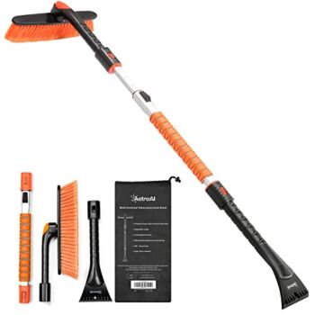 AstroAI 47.2″ Ice Scraper and Extendable Snow Brush for Car Windshield and Foam Grip with 360° Pivoting Brush Head for Christmas Car Auto Truck SUV(Orange) | The Storepaperoomates Retail Market - Fast Affordable Shopping