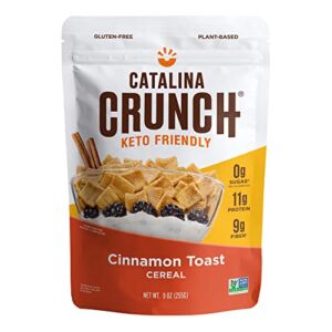 Catalina Crunch Cinnamon Toast Keto Cereal (9Oz Bag) | Low Carb, Sugar Free, Gluten Free | Keto Snacks, Vegan, Plant Based Protein | Breakfast Cereals | Keto Friendly Food