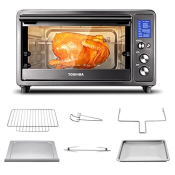 Toshiba Speedy Convection Toaster Oven Countertop with Double Infrared Heating, 10-in-1 with Toast, Pizza, Rotisserie, Larger 6-slice Capacity, 1700W, Black Stainless Steel, Includes 6 Accessories | The Storepaperoomates Retail Market - Fast Affordable Shopping