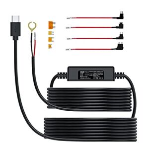 Vantrue 11.5ft Type C USB 12V 24V to 5V Dash Cam Hardwire Kit with Mini, ACN, ATO, Micro2 Add a Circuit Fuse Holders, Low Voltage Protection for N4, E1, E1 Lite, E2, S2-2CH, S2-3CH, N2S, X4S Dash Cam
