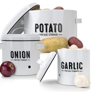 Granrosi Potato Storage For Pantry, Canister Sets for the Kitchen Counter, Onion Storage Containers, Garlic Keeper For Counter, Potato and Onion Storage Bin, Onion Keeper, Potato Bin, Potatoes Storage