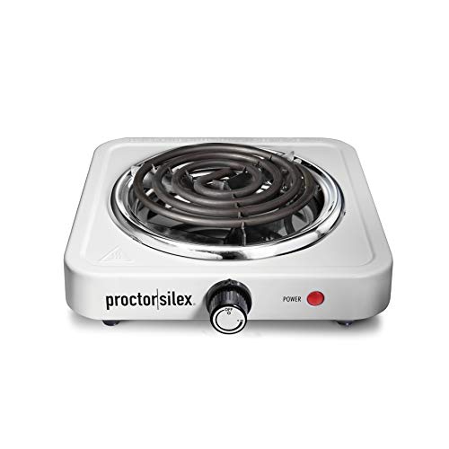 Proctor Silex Electric Single Burner Cooktop, Compact and Portable, Adjustable Temperature Hot Plate, 1200 Watts, 34106, White & Stainless | The Storepaperoomates Retail Market - Fast Affordable Shopping