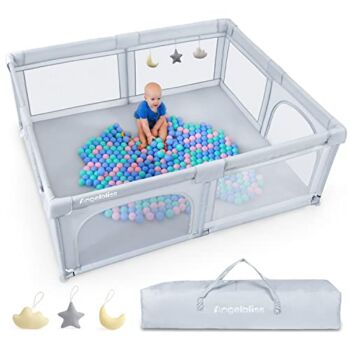 ANGELBLISS Baby Playpen, Extra Large Playard, Indoor & Outdoor Kids Activity Center with Anti-Slip Base, Sturdy Safety Play Yard with Breathable Mesh, Kid’s Fence for Infants Toddlers(Grey,71”x59”) | The Storepaperoomates Retail Market - Fast Affordable Shopping