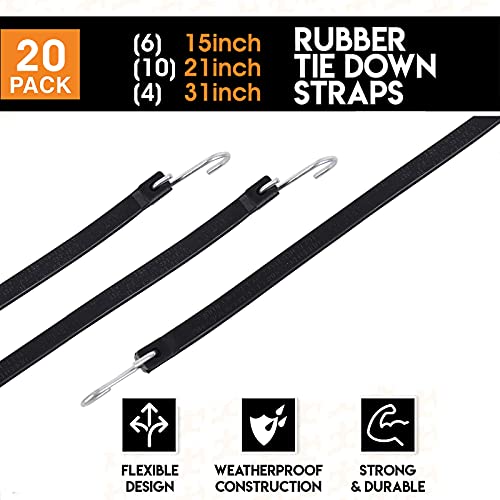 XSTRAP STANDARD Multiple Size Natural Rubber Tarp Bungee Straps Tie Down Cords with S Hooks Heavy Duty Ideal for Securing Tarps – 20 Pack | The Storepaperoomates Retail Market - Fast Affordable Shopping