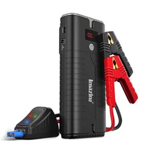 Imazing Portable Car Jump Starter – 2000A Peak 18000mAH (Up to 8.0L Gas or 7.5L Diesel Engine) 12V Auto Battery Booster Portable Power Pack with Indicator Jumper Cables, QC 3.0 and LED Light