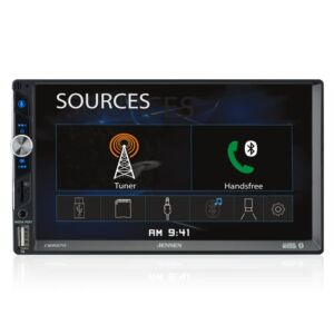 Jensen CMR270 7-inch LED Digital Media Touch Screen Double DIN Car Stereo | Push to Talk Assistant | Backup Camera Input | Bluetooth | USB Fast Charging | microSD | No CD/DVD
