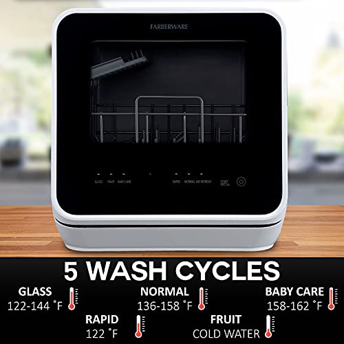 Farberware FDW05ASBWHA Complete Portable Countertop Dishwasher with 5-Liter Built-in Water Tank, 5 Programs, Baby Care, Glass & Fruit Wash-Black/White | The Storepaperoomates Retail Market - Fast Affordable Shopping