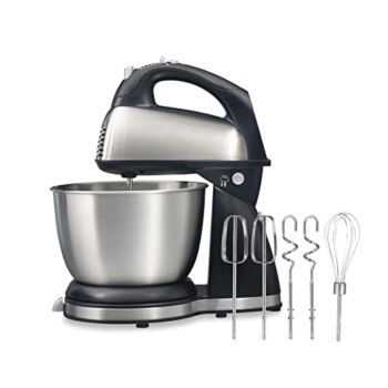 Hamilton Beach Classic Stand and Hand Mixer, 4 Quarts, 6 Speeds with QuickBurst, Bowl Rest, 290 Watts Peak Power, Black and Stainless | The Storepaperoomates Retail Market - Fast Affordable Shopping