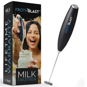 FrothBlast™ Milk Frother Handheld for Coffee {Foam Maker} Electric Whisk Drink Mixer for Lattes, Cappuccino, Frappe, Matcha, Hot Chocolate (Black)