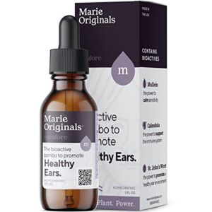 Organic Ear Oil for Ear Infections, All Natural Eardrops for Infection Prevention, Swimmer’s Ear and Wax Removal – Kids, Adults, Baby, Dog Earache Remedy – with Mullein, Garlic | Marie Originals