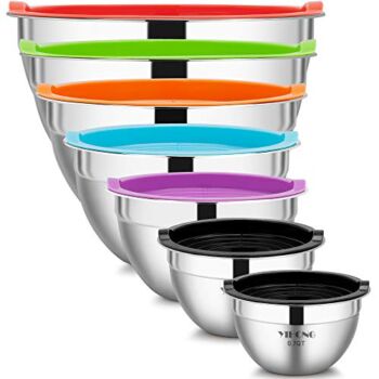7 Piece Mixing Bowls with Lids for Kitchen, YIHONG Stainless Steel Mixing Bowls Set Ideal for Baking, Prepping, Cooking and Serving Food, Nesting Metal Bowls for Space Saving Storage | The Storepaperoomates Retail Market - Fast Affordable Shopping