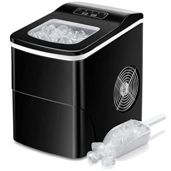 AGLUCKY Countertop Ice Maker Machine, Portable Ice Makers Countertop, Make 26 lbs ice in 24 hrs,Ice Cube Rready in 6-8 Mins with Ice Scoop and Basket (Black) | The Storepaperoomates Retail Market - Fast Affordable Shopping