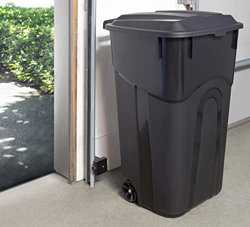 United Solutions 32 Gallon Wheeled Outdoor Garbage Can with Attached Snap Lock Lid and Heavy-Duty Handles, Black, Heavy-Duty Construction, Perfect Backyard, Deck, or Garage Trash Can, 2 Pack | The Storepaperoomates Retail Market - Fast Affordable Shopping