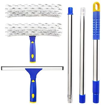 ITTAHO Squeegee for Window Cleaning,12″Squeegee and 11″Microfiber Scrubber Combi with Stainless Steel Pole,Extendable Squeegee Window Cleaner for Car,Sliding Door,Shower Glass Door-Swivel Style-2 Pads | The Storepaperoomates Retail Market - Fast Affordable Shopping