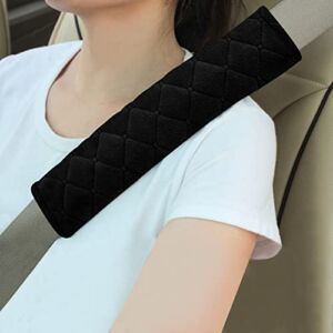 Soft Auto Seat Belt Cover Seatbelt Shoulder Pad 2 PCS for a More Comfortable Driving Compatible with All Cars and Backpack Black