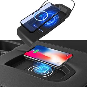Xipoo Fit Chevrolet Silverado GMC Sierra Wireless Charger Tray Center Console Wireless Charging Pad 15W Fast Wireless Phone Charger for 2019-2022 Chevy Silverado Accessories(Fit Jump Seat, 2019-2022)