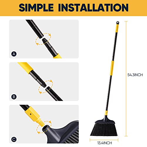 Yocada Heavy-Duty Broom Outdoor Indoor Commercial 3 PCS Perfect for Courtyard Garage Lobby Mall Market Floor Home Kitchen Room Office Pet Hair Rubbish 54Inch | The Storepaperoomates Retail Market - Fast Affordable Shopping