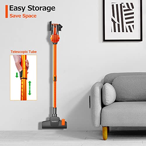 iwoly V600 Stick Vacuum Cleaner Corded 23 ft with 17KPa Powerful Suction, Adjustable Lightweight Bagless Vacuum with HEPA Filter for Hard Floor, Orange | The Storepaperoomates Retail Market - Fast Affordable Shopping