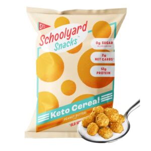 Schoolyard Snacks – Keto Cereal Low Carb, Zero Sugar – A Healthy High Protein Cereal Snack & Breakfast – The Perfect Keto Cereal with 100 calories, 12g protein, – Peanut Butter- 12PK